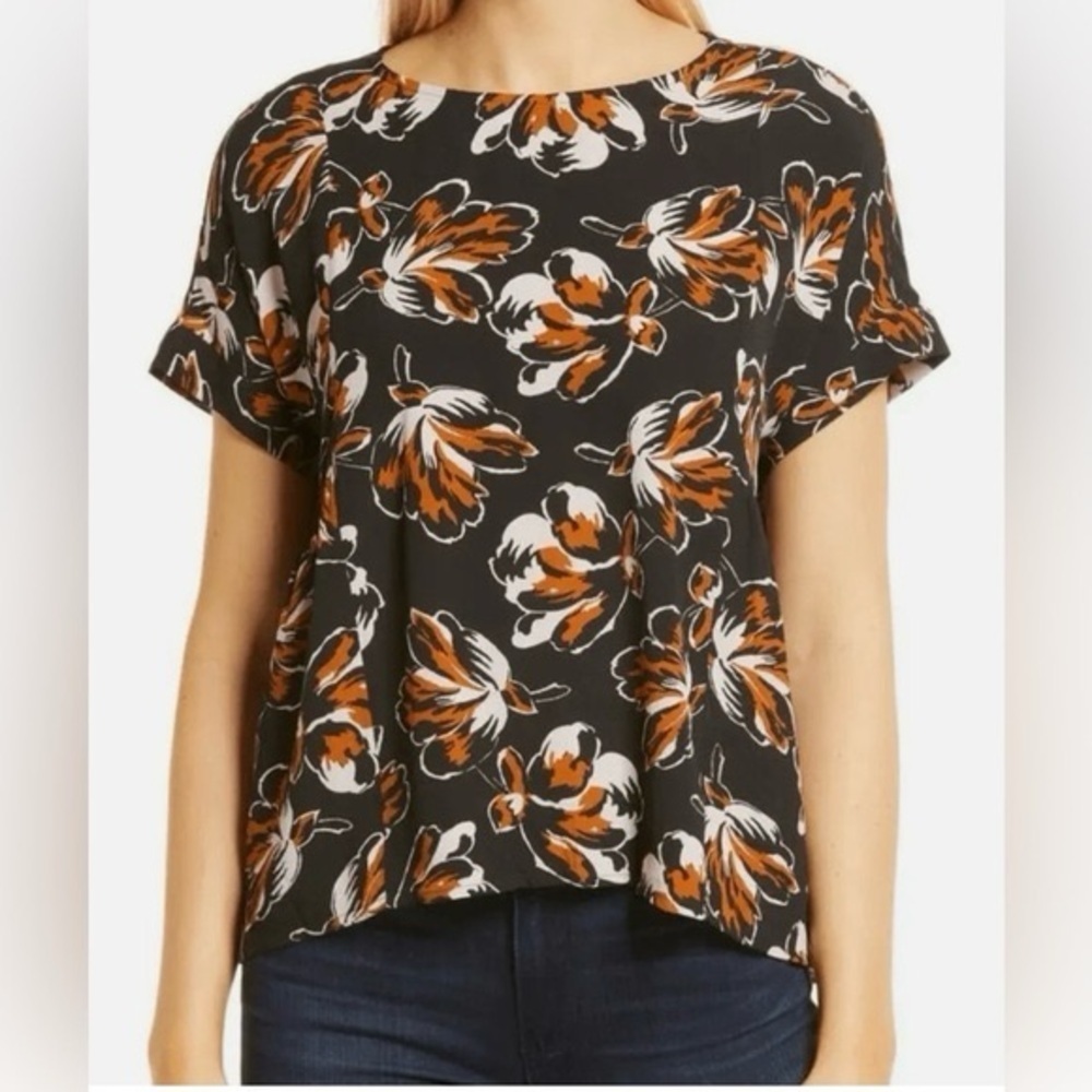 Madewell Madewell Duskblossom Shirred Short Sleeve Floral Top